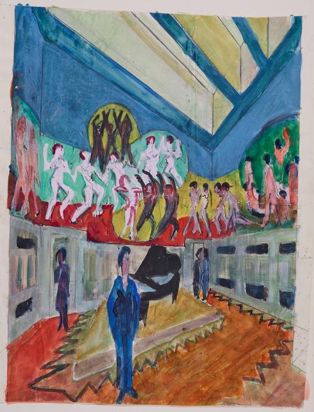 Ernst Ludwig Kirchner, Entwurf zur Ausmalung der Wände des Podiums im Festsaal des Museum Folkwang, 1927