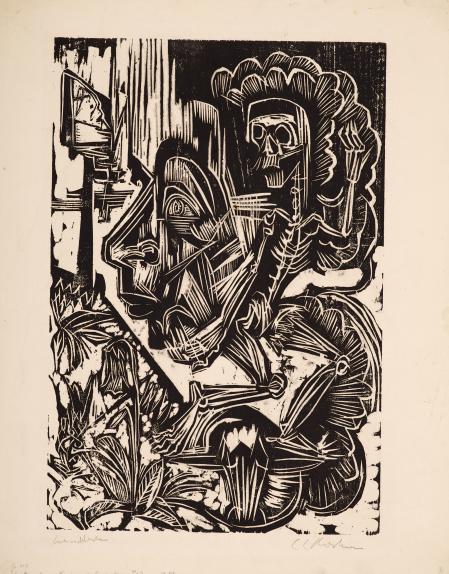 Ernst Ludwig Kirchner, Selbstportrait mit tanzendem Tod, 1918