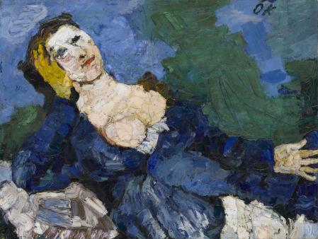 Oskar Kokoschka Frau in Blau, 1919 Öl auf Leinwand, 78 x 103 cm © VG Bild-Kunst, Bonn 2024, Staatsgalerie Stuttgart