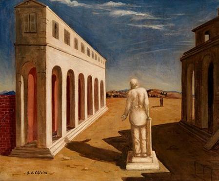 Giorgio de Chirico, Italienischer Platz (Souvenir aus Italien), 1924–25