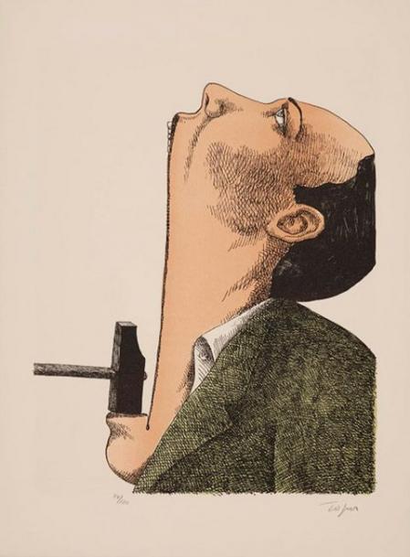 Roland Topor, Marteau pilon poil au menton, 1972