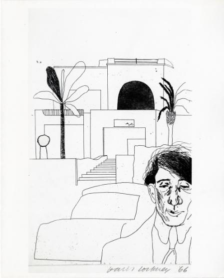 David Hockney Portrait of Cavafy II from Illustrations for Fourteen Poems from C.P. Cavafy, 1966 – 1967