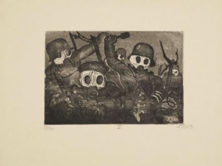 Otto Dix Sturmtruppe geht unter Gas vor aus der Radierfolge Der Krieg, 1924