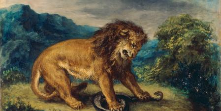 Eugène Delacroix, Le lion et le serpent, 1856 Eugène Delacroix, Le lion et le serpent, 1856