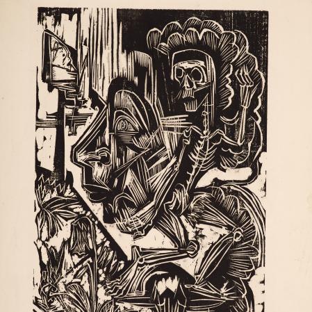 Ernst Ludwig Kirchner, Selbstportrait mit tanzendem Tod, 1918