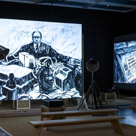 William Kentridge. Listen to the Echo, 2025, Ausstellungsansicht Museum Folkwang Foto: Sebastian Drüen